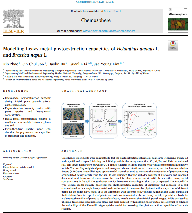 Modelling heavy-metal phytoextraction capacities of Helianthus annuus L. and Brassica napus L. 이미지